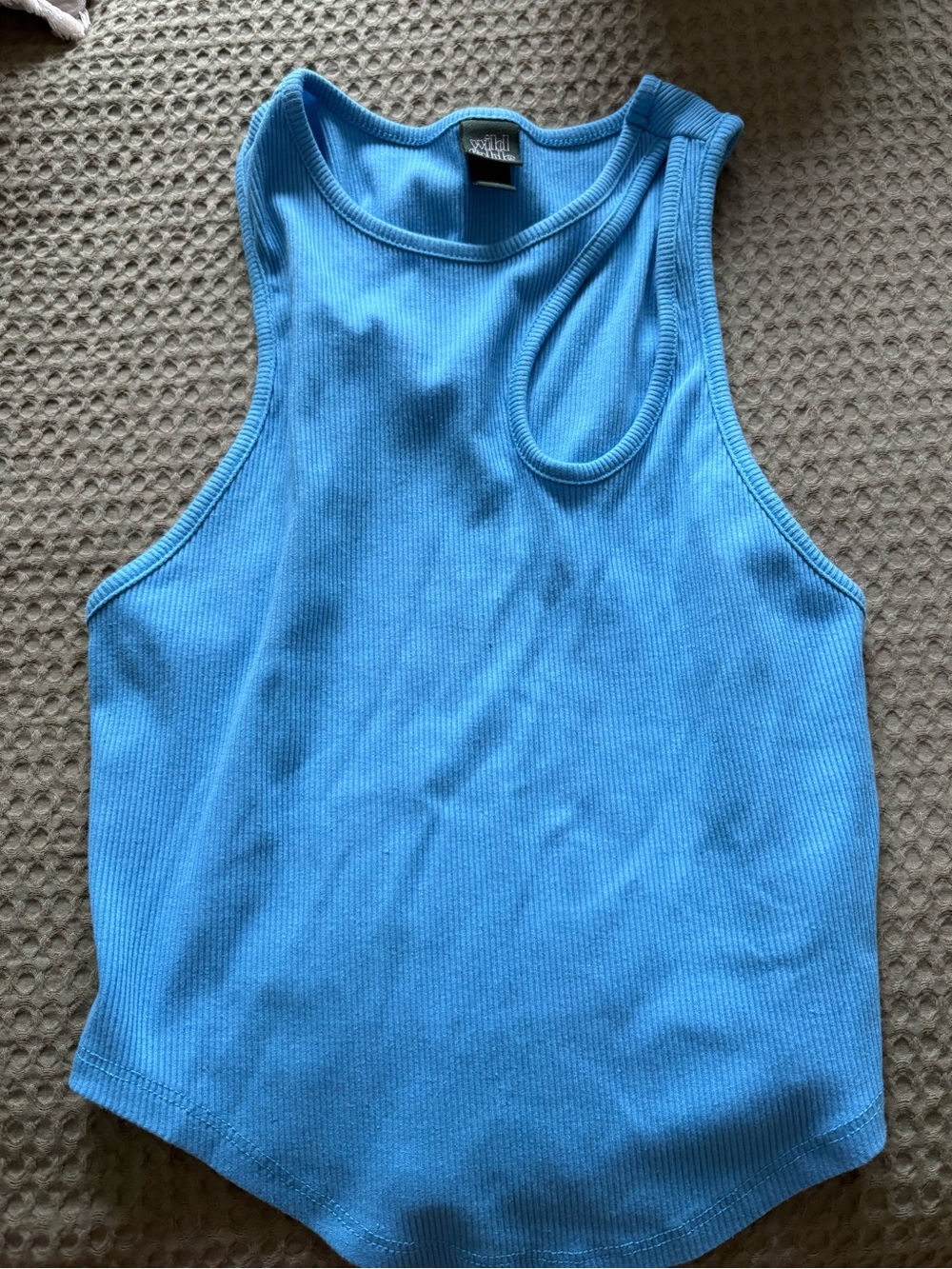 Casual Ribbed Blue Tank Top - Unbranded
